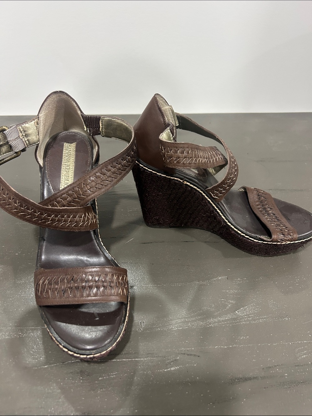 Banana Republic Brown Braided Wedge Sandals